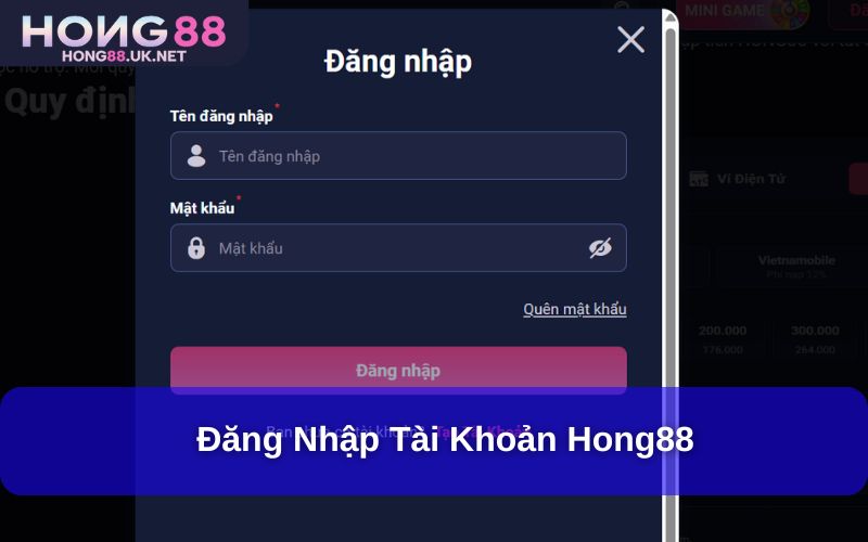 Đăng nhập tài khoản hong88